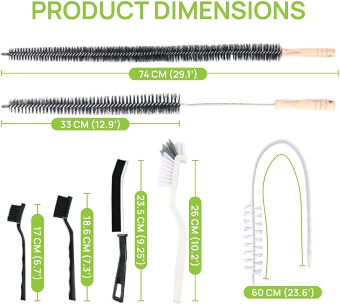 8 Pack Multi-Purpose Washing Machine and Flexible Dryer Vent Cleaning Kit - Dryer Lint Cleaner - Grout, Crevice & Lint Trap Cleaning Tools - Long Handle Laundry Brushes for All Washers