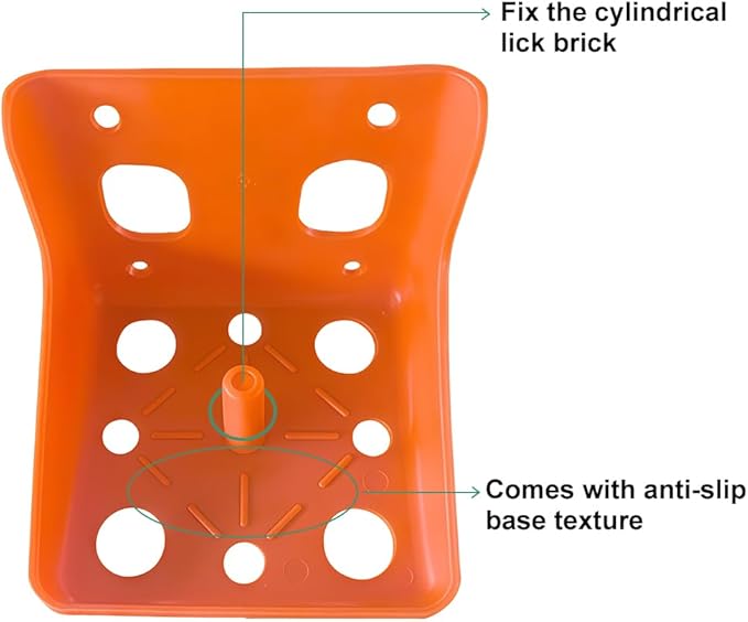 2 Pack Thick Salt Block Holder Mineral Brick Feeder Tray for Cattle Horse Goat Sheep (Small Size, Orange)