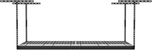 MonsterRax Overhead Garage Storage Rack - 4 x 8 Ceiling Racks for Garage Shelving, Organization, Adjustable Hanging Storage, Grey, 12"- 21" Height Adjustment