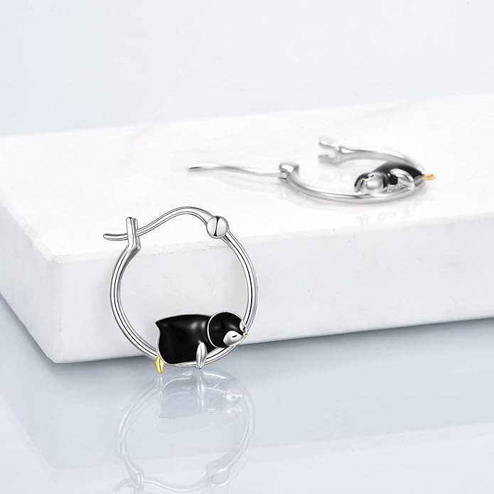 Fox/Pig/Mushroom/Cat Earrings Sterling Silver Cute Hoop Earrings Animal Jewelry Gifts for Women Daughter