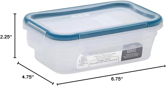 Snapware Total Solutions (3 Cup) Plastic Food Storage Containers Set, Airtight & Leakproof Locking BPA-Free Lids Tupperware, Freezer Dishwasher Microwave Safe (Pack of 10)
