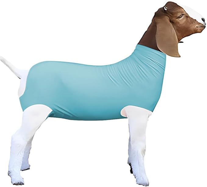 Light Grey Spandex Goat Tube Cover for Show Goats - Large Size, Durable Livestock Show Supplies, Breathable & Adjustable Fit (Light Grey, Large)