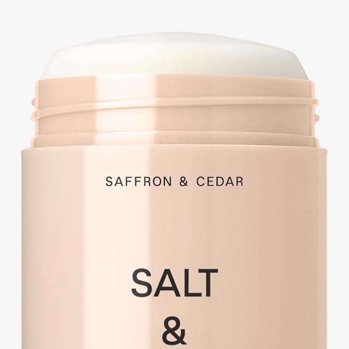 SALT & STONE Aluminum Free Deodorant | Extra Strength 48 Hour Protection for Women & Men | Made with Seaweed Extracts, Niacinamide & Prebiotics (Saffron & Cedar)