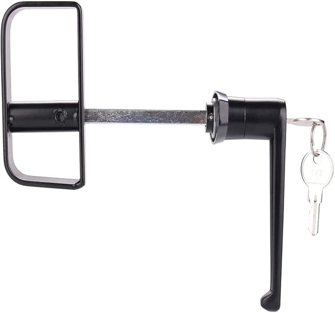 HauSun Shed Door Handle Lock Kit 4-1/2" L Handle with 2 Keys and 2 Screws, 4-1/2" Stem for Shed, Gate, Barn, Garage, Playhouse, Chicken Coop Door Lock and More, Black (L Handle)