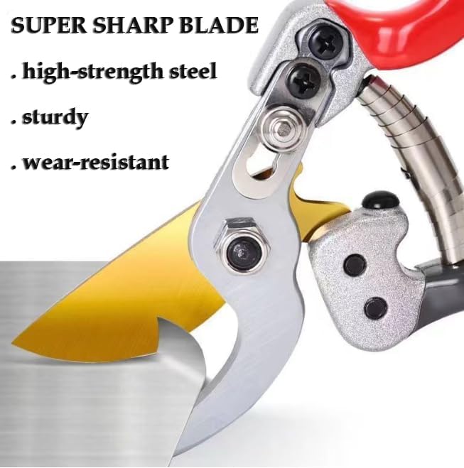 Ultra Sharp Germany Titanium Steel Pruning Shears - Cuts 3X Easier, Weak Hand Arthritis Snips, Rust-Resistant, Effortlessly 1-Inch Cut Capacity Garden Scissors, Ergonomic Handle (gt-06, 1)