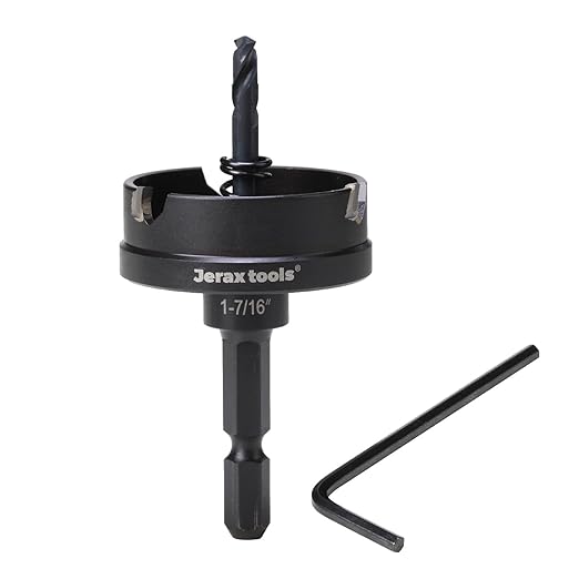 Tungsten Carbide Tipped Quick Change Hole Cutter, 1-7/16 inch TCT Hole Saw, Oxided Coating with 5mm Hole Depth Heavy Duty, for Stainless Steel, Mild Steel, Iron, Copper, Brass, Plastic