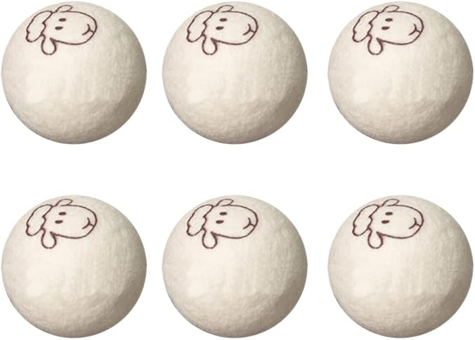 TOPINCN 6pcs Wool Dryer Balls with Storage Bag, 7cm Fabric Softener Reusable Wool for Laundry Softens Clothes Reduces Static Wrinkles Drying Time