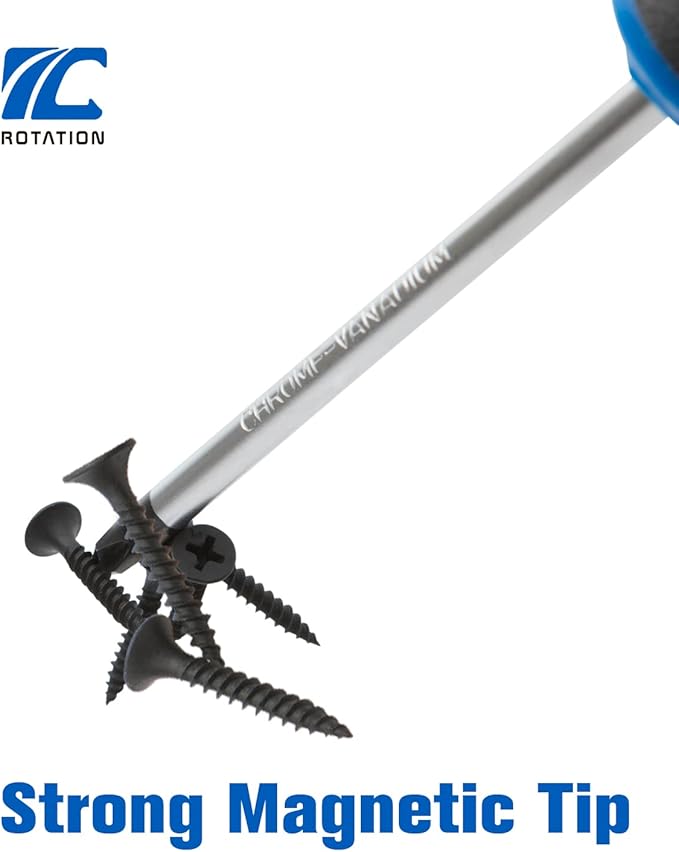 ROTATION 6PCS Magnetic Tip Screwdriver Set, 3 Phillips and 3 Flat, Professional Cushion Grip | 6-Piece Hand Tools Set