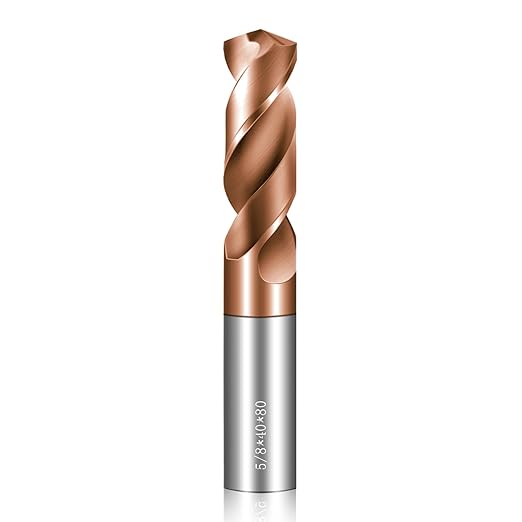 Solid Carbide 5/8" Drill Bits, Tungsten Carbide Drill Bit Set with TISIN Coated, Metal Drill Bit Set for Stainless Steel Hardened Steel Cast Iron Alloy Copper, 1 Pcs