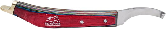 Equine Care Farrier Hoof Knife Left-Handed - Ultra-Sharp J2 Stainless Steel Blade, Brass Cap, Ergonomic Sheet Handle - Professional Tool for Hoof Trimming, Shoeing, Horse & Cow Hoof Care.