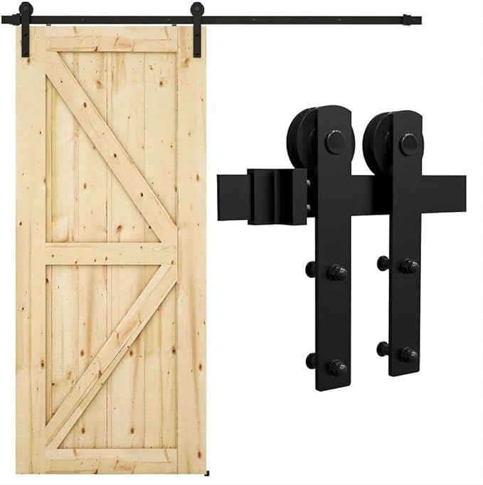 7.5FT Sliding Barn Door Hardware Kit for Single Wood Panel, Smoothly and Quietly, Easy to Install, Fits 45" Wide and 1.18"-1.96" Thickness, Includes Installation Instruction (NO Door)