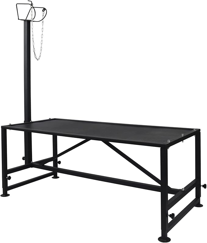 Goat Milking Stand 600Lbs Goat Stand Sheep Stand for Trimming Metal Livestock Stand with Adjustable Headpiece Goat Shearing Livestock Stand Height Adjustable, Black