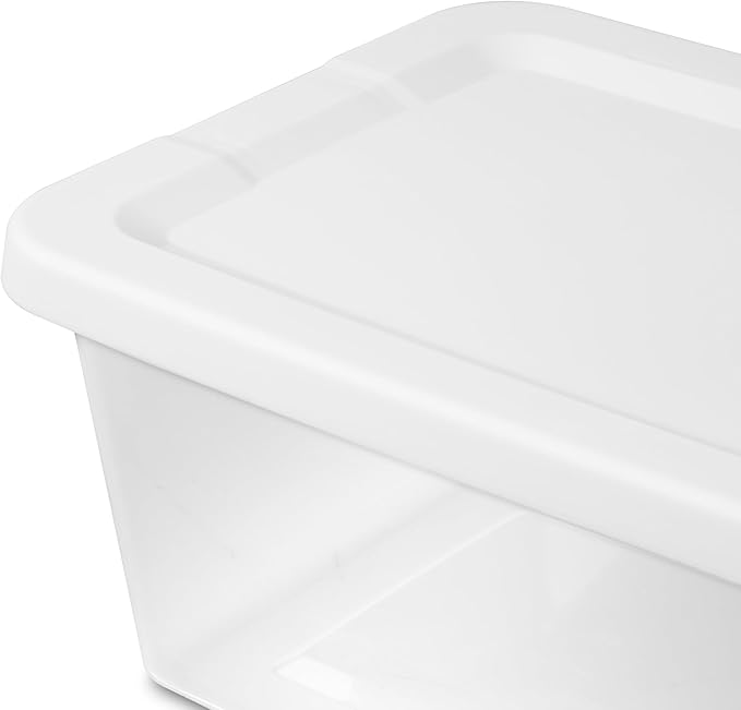 (2 pack) Set of (10) 6 Quart Storage Boxes – Clear Plastic Storage Bin with Snap, Shoe Boxes,Stackable Bins for Closet, Kitchen Storage, Office Organization,White