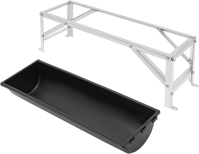 Livestock Feed Trough with Stand, 35L/9.25Gal Capacity Livestock Water Trough with Triangular-Structure Stand 39" Long Portable Farm Animal Feeder for Calves, Pigs, Sheep and Horses (Black)