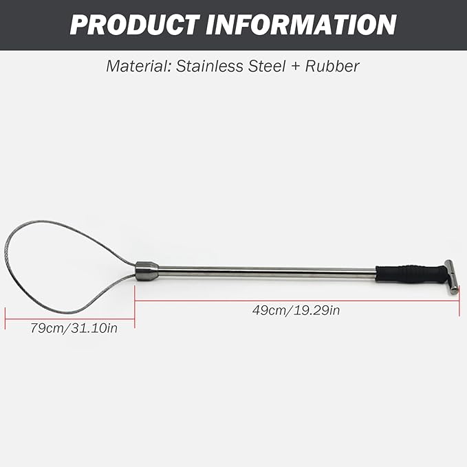 Animal Catch Pole, 19in Stainless Steel Adjustable Ring Catcher for Dog Pig Control, Heavy Duty Farm Animal Handling Tool