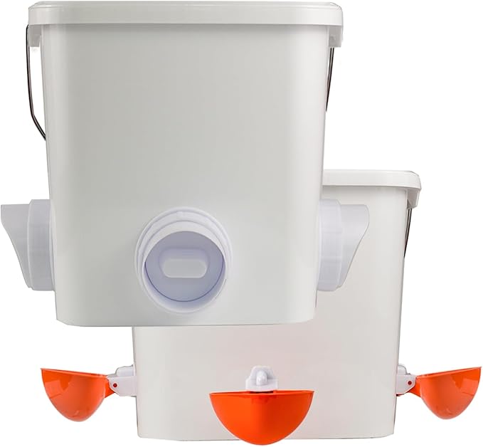 Automatic Chicken Feeder and Waterer Set Hanging Chicken Feeder No Waste Poultry Feeder 3 Gallon Water Feeder