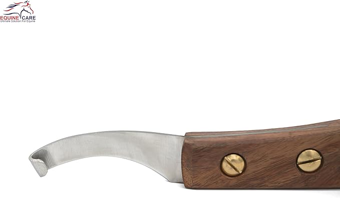 Equine Care Right-Handed Hoof Knife – Ultra-Sharp J2 Steel Blade | Professional Farrier Hoof Knife & Horse Hoof Trimmer | Ergonomic Wooden Handle for Horses & Livestock Hoof Care