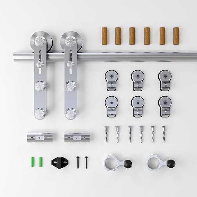 5FT Stainless Steel Sliding Barn Door Hardware Kit,Slide Smoothly Quietly,Easy Install,Heavy Duty Sturdy Barn Door Track for 30" Single Wood Door