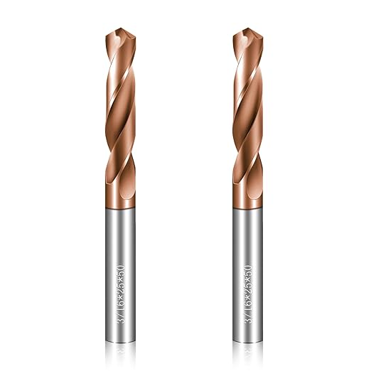 Solid Carbide 3/16" Drill Bits, Tungsten Carbide Drill Bit Set with TISIN Coated, Metal Drill Bit Set for Stainless Steel Hardened Steel Cast Iron Alloy Copper, 2 Pcs