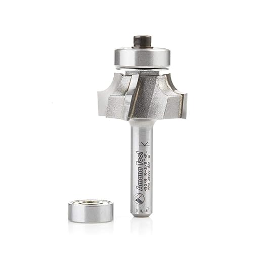 Amana Tool 49546 Carbide Tipped 4 Flute Corner Rounding/Beading 3/16 R x 1 D x 1/2 CH x 1/4 Inch SHK w/Lower Ball Bearing Router Bit