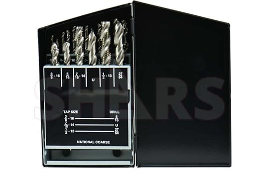 18 pcs #6-32 to 1/2-13 NC #36 to 27/64 HSS Spiral Flute Plug Tap & Drill Set 404-7255 P