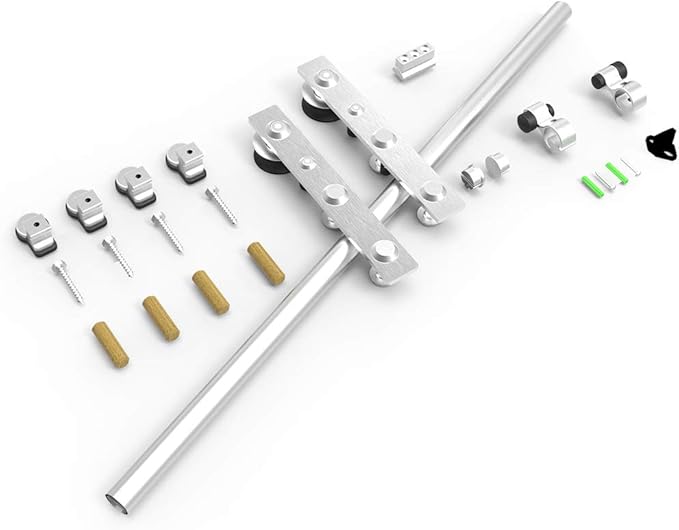 TSMST 10.5FT Sliding Barn Door Hardware Kit, Stainless Steel Heavy Duty Sturdy Barn Door Track for Single Wood Door, Slide Smoothly Quietly (L Style)