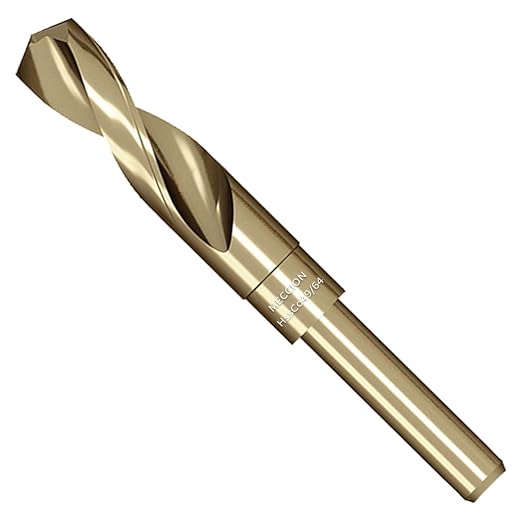 Meccion Cobalt Drill Bit 49/64 Inch High Speed Steel M35 Reduced Shank Twist Drill Bit for Metal, Cast Iron, Stainless Steel, Alloy, Non-Ferrous Etc.