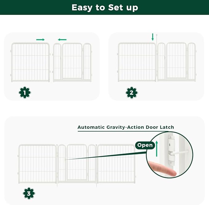 FXW Garden Fence Outdoor for The Yard – 24in(H) x 45.6ft(L) Heavy Duty Metal Animal Barrier for Dog and Rabbit, Decorative Dog Fence, 24 Panels, White