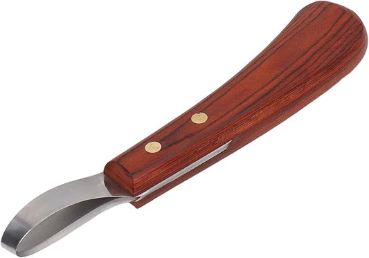 Professional Hoof Trimmer, Sharp Stainless Steel Hoof Knife for Horses, Goats & Cattle, Ergonomic Wood Handle Shears for Farrier & Livestock Hoof Care, Non-Slip Grip