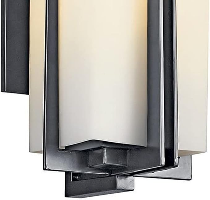 Kichler Tremillo 20.25" Outdoor Wall Sconce Light in Black, Exterior 1-Light Fixture with Satin Etched Cased Opal Glass, (20.25" H x 10" W), 49203BK
