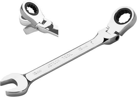 Jetech 18mm Ratchet Wrench Flex Head: Box End Wrench 12Pt| Metric Ratcheting Combination Chrome Vanadium,Forged, Extra Durability