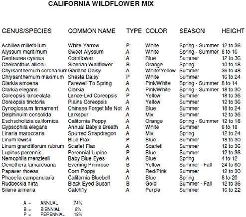 Non GMO Bulk California Wildflower Seed Mix 23 Species of Wildflower Seeds (10 Lbs)