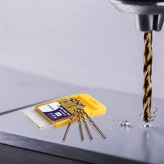 5/32 Inch Cobalt Drill Bits 10Pcs - HPHOPE M35 HSS Metal Twist Drill Bits Set, Jobber Drill Bits Length and Straight Shank, Suitable for Drilling in Hard Metal, Stainless Steel, Cast Iron