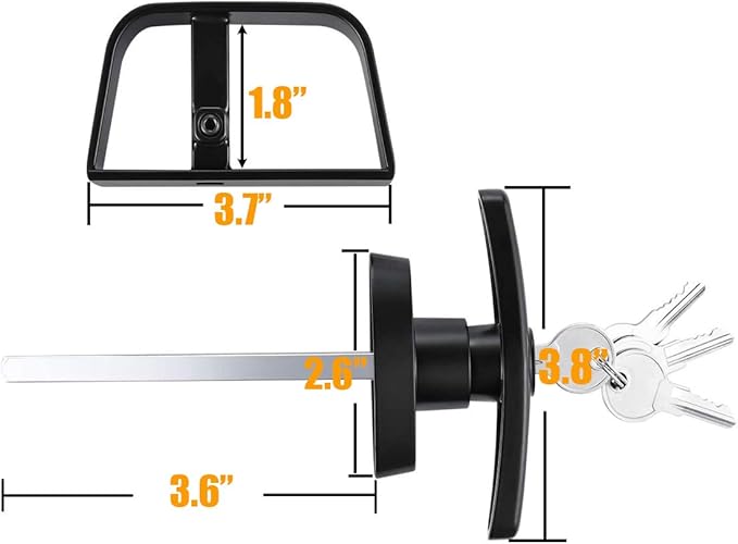 HauSun Shed Door Handle Lock Set 4-1/2" T Handle with 2 Keys and 2 Screws, 4-1/2" Stem for Shed, Gate, Barn, Garage, Playhouse, Chicken Coop Door Lock and More, Black (T Handle)