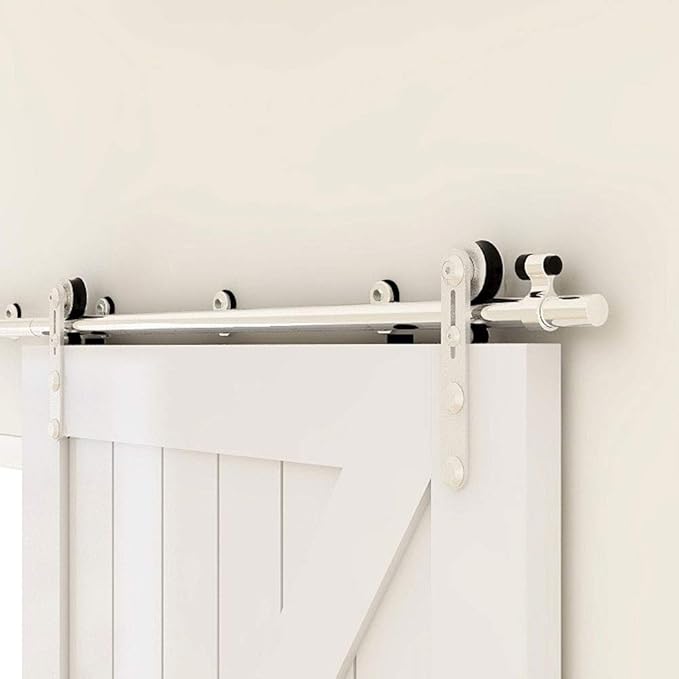 TSMST 7.5FT Sliding Barn Door Hardware Kit, Stainless Steel Heavy Duty Sturdy Barn Door Track for Single Wood Door, Slide Smoothly Quietly (I Style)