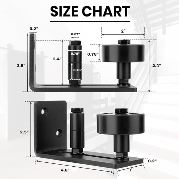 Barn Door Floor Guide - Sliding Barn Door Floor Guide for Bottom Adjustable Roller 8-Setup Options - Quiet Operations, Flush Design with Felt Strips (Pack of 1)