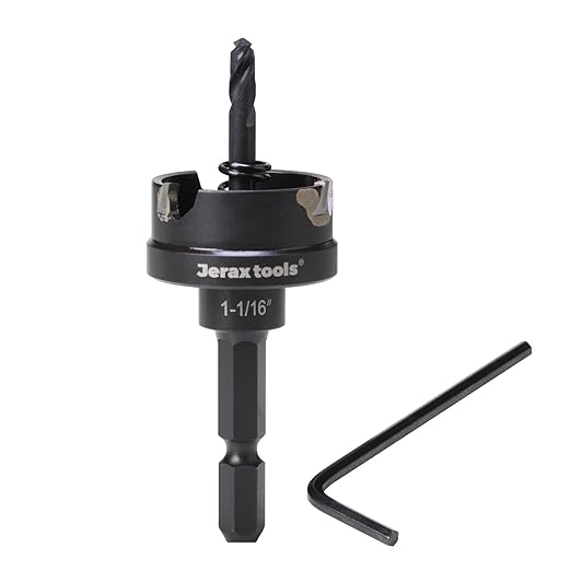 Tungsten Carbide Tipped Quick Change Hole Cutter, 1-1/16 inch TCT Hole Saw, Oxided Coating with 5mm Hole Depth Heavy Duty, for Stainless Steel, Mild Steel, Iron, Copper, Brass, Plastic