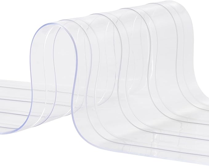 VEVOR Strip Curtain, 164' Length x 8" Width x 0.08" Thickness, Clear Ribbed PVC Curtain Strip Door Bulk Roll, Plastic Door Strips for Doorways of Supermarket, Garage, Warehouse, Barn, Pet Animal House