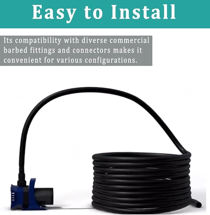 1" id - 25ft Black Vinyl Tubing Flexible PVC Tube Hybrid Hose Transfer Water Fuel Gas for Pond Fountain Garden Waterfall, Durable and Safe, with 2 Hose Clamps