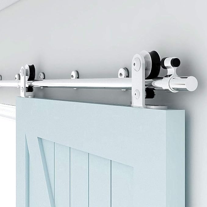 TSMST 11FT Sliding Barn Door Hardware Kit, Top Mount Stainless Steel Heavy Duty Sturdy Barn Door Track for Single Wood Door, Slide Smoothly Quietly (T Style)