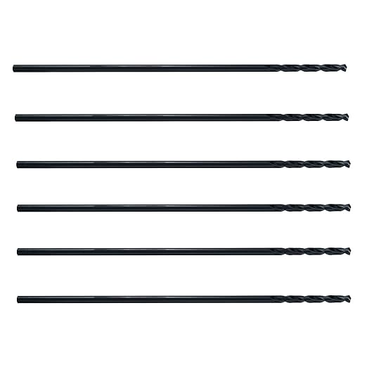 MAXTOOL 1/8"x12" 6pcs Identical Aircraft Extension Drills HSS M2 Extra Long Deep Twist Drill Bits Straight Shank Fully Ground Black; ACF02B12R08P6