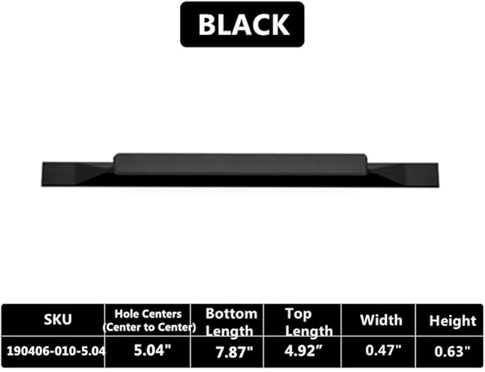 Kitchen Cabinet Pulls - Black Cabinet Handles - 5 Pack Long Cabinet Hardware for Drawers Dresser Furniture Pulls (5.04 inches Hole Center - 7.87 inches Length)