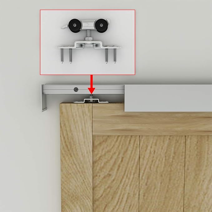 JUBEST 6FT Barn Door Sliding Hardware Track Kit, Aluminium Alloy Box Rail Hardware for Classic Modern Interior Single Wooden Door,Low Clearance