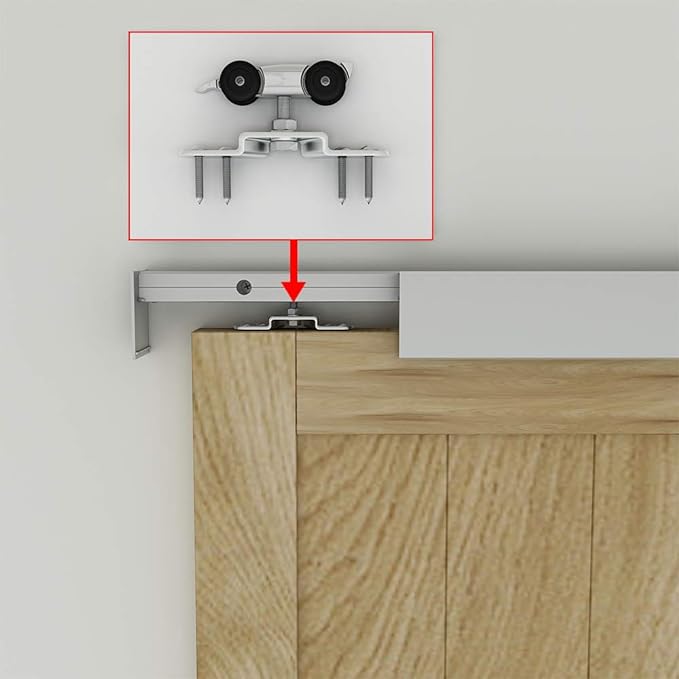 JUBEST 6.6FT Barn Door Sliding Hardware Track Kit, Aluminium Alloy Box Rail Hardware for Classic Modern Interior Single Wooden Door,Low Clearance