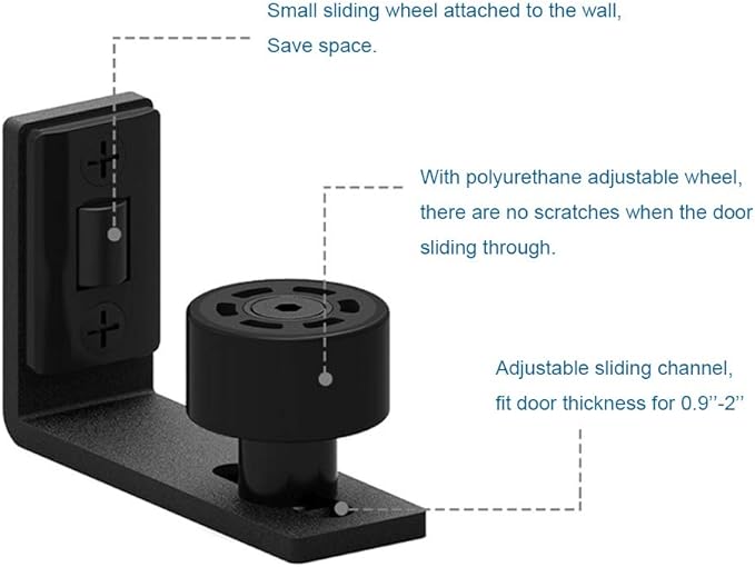 CCJH Sliding Barn Door Floor Guide Adjustable Wall Mounted Bottom Double Rollers Guide Black 1pcs