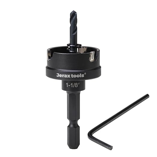 Tungsten Carbide Tipped Hole Cutter,1-1/8 inch TCT Hole Saw with 5mm Hole Depth Heavy Duty for Stainless Steel, Mild Steel, Iron, Copper, Brass, Plastic