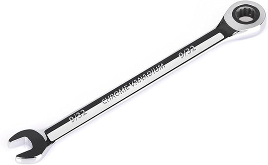 Egofine 9/32 inch Ratcheting Combination Wrench SAE, Industrial Grade Gear Spanner with 12-Point Design, 72-Tooth Ratchet, Chrome Vanadium Steel