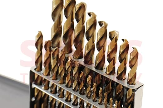Shars 1/16-3/8" by 64ths 21 Pcs M35 Cobalt Heavy Duty Black & Gold Finish Jobber Drill Set 135° Point Angle 404-2204 New P