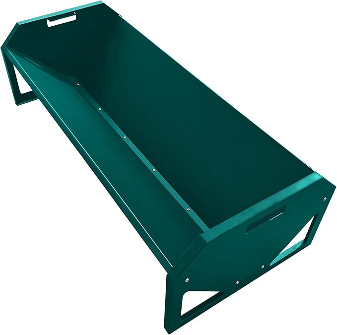 45.13" Heavy Duty Steel Goat Feeder, Heavy Duty 22 Gallon Capacity Livestock Feed Trough, Thickened Livestock Feeder for Goats, Sheep, Horses, Cattle, Alpacas, Easy to Clean, Dark Green
