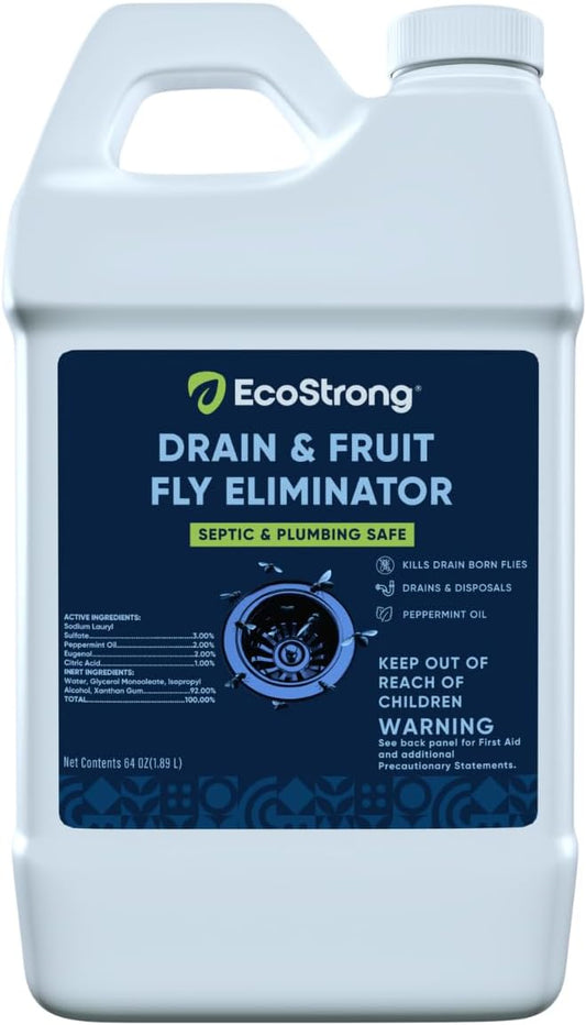 Fruit Fly Drain Treatment | Drain Fly Eliminator | Eliminates Gnats, Sewer Flies and More - Works in All Drains - 64 Fl Oz